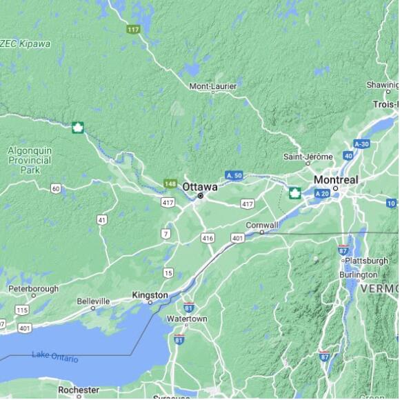 basemap 480 by 480 kms centered on station CXOAM at OTTAWA CDA RCS ON