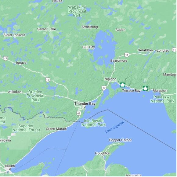 basemap 480 by 480 kms centered on station ONFHIK at Hicks Lake ON