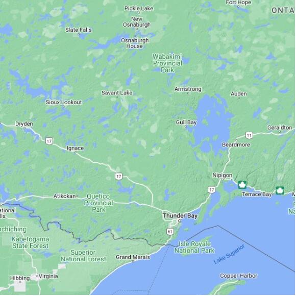 basemap 480 by 480 kms centered on station ONFKRN at Kearns Lake ON