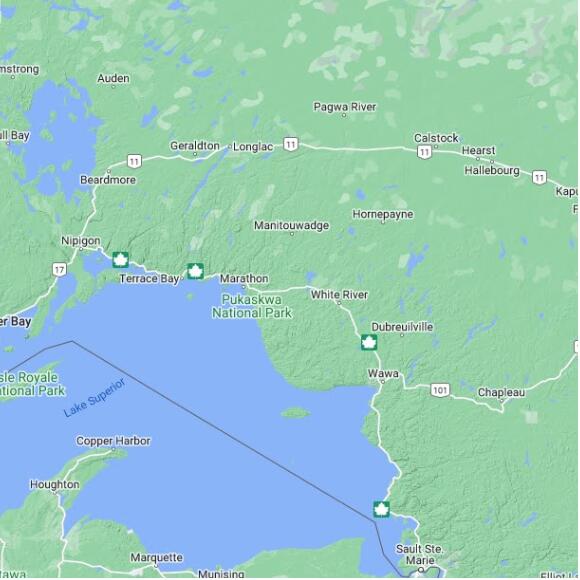 basemap 480 by 480 kms centered on station ONHNW10 at NW-10 Manitouwadge Corners ON
