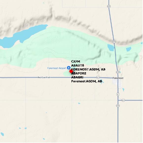 map at zoomlvl 10x10 kilometres for Foremost AGDM