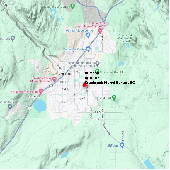 map at zoomlvl 10x10 kilometres for Cranbrook Muriel Baxter