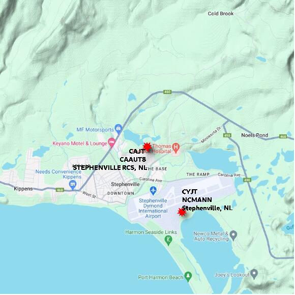 map at zoomlvl 10x10 kilometres for STEPHENVILLE RCS