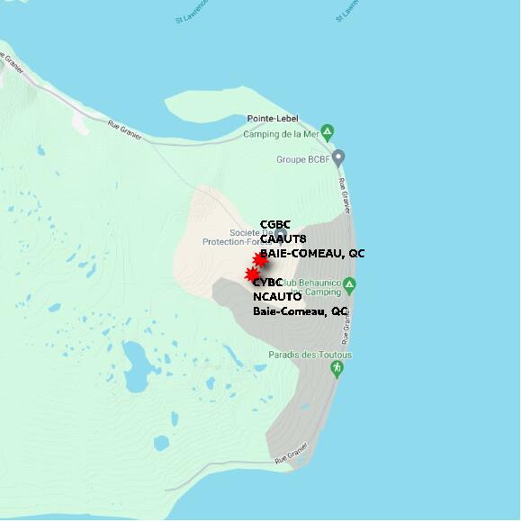 map at zoomlvl 10x10 kilometres for BAIE-COMEAU