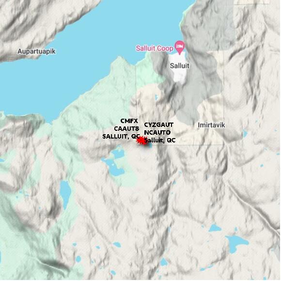 map at zoomlvl 10x10 kilometres for SALLUIT