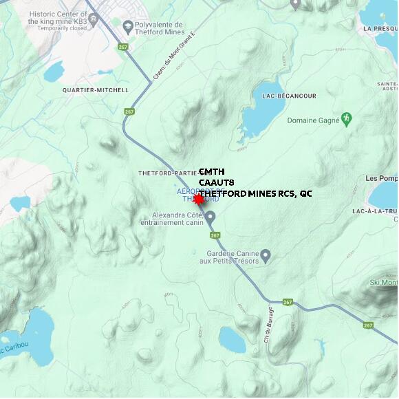 map at zoomlvl 10x10 kilometres for THETFORD MINES RCS