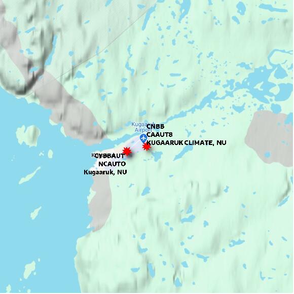 map at zoomlvl 10x10 kilometres for KUGAARUK CLIMATE