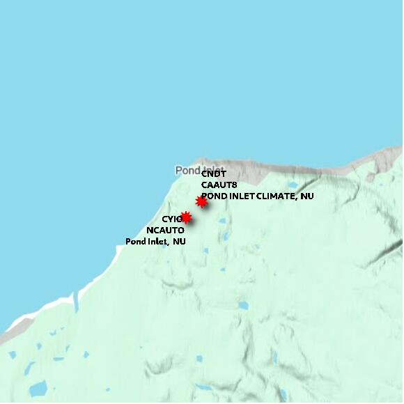 map at zoomlvl 10x10 kilometres for POND INLET CLIMATE