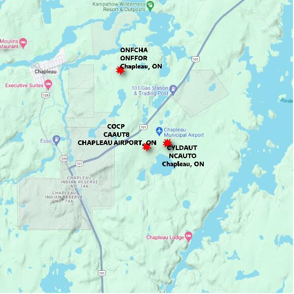 map at zoomlvl 10x10 kilometres for CHAPLEAU AIRPORT