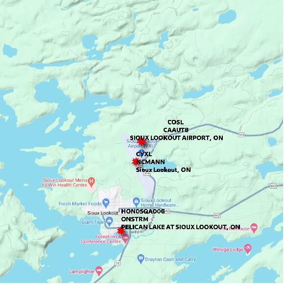 map at zoomlvl 10x10 kilometres for SIOUX LOOKOUT AIRPORT