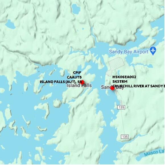 map at zoomlvl 10x10 kilometres for ISLAND FALLS (AUT)