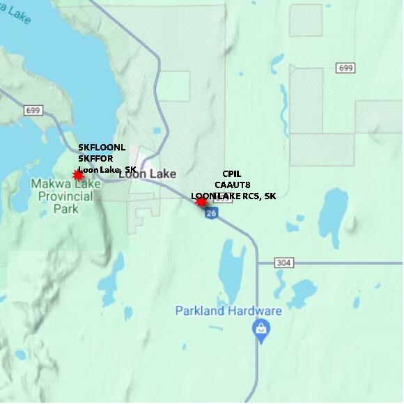 map at zoomlvl 10x10 kilometres for LOON LAKE RCS