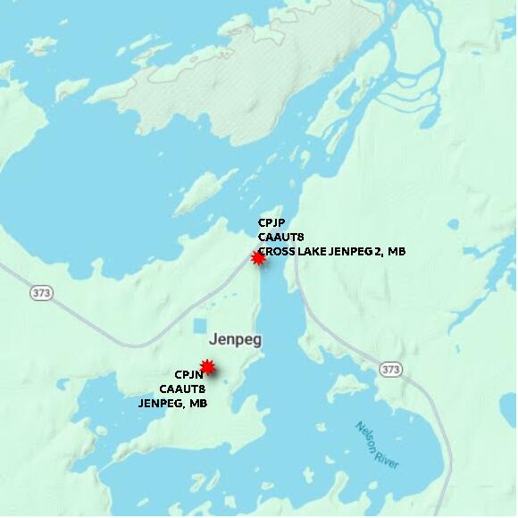 map at zoomlvl 10x10 kilometres for CROSS LAKE JENPEG 2