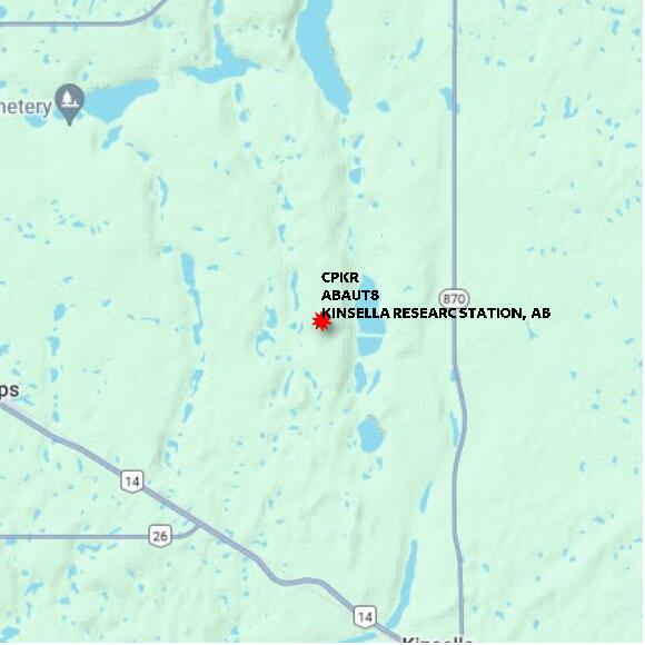 map at zoomlvl 10x10 kilometres for KINSELLA RESEARC STATION