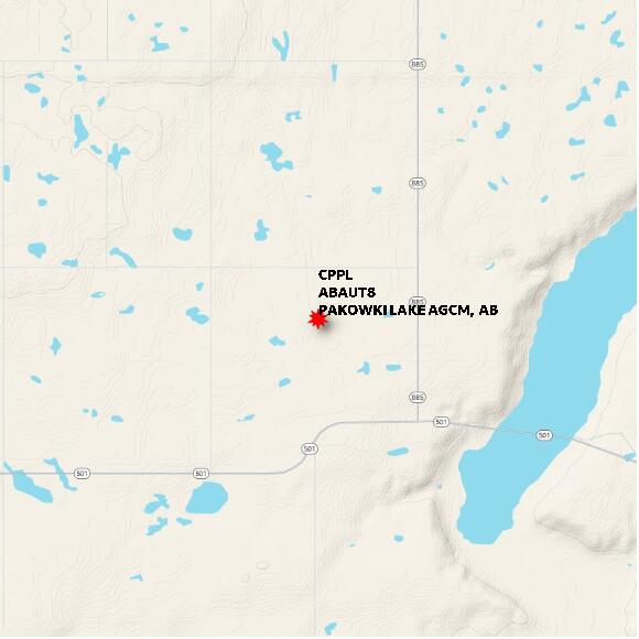 map at zoomlvl 10x10 kilometres for PAKOWKI LAKE AGCM