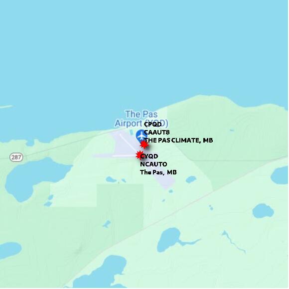 map at zoomlvl 10x10 kilometres for THE PAS CLIMATE