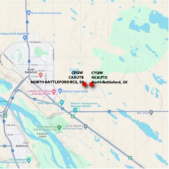 map at zoomlvl 10x10 kilometres for NORTH BATTLEFORD RCS