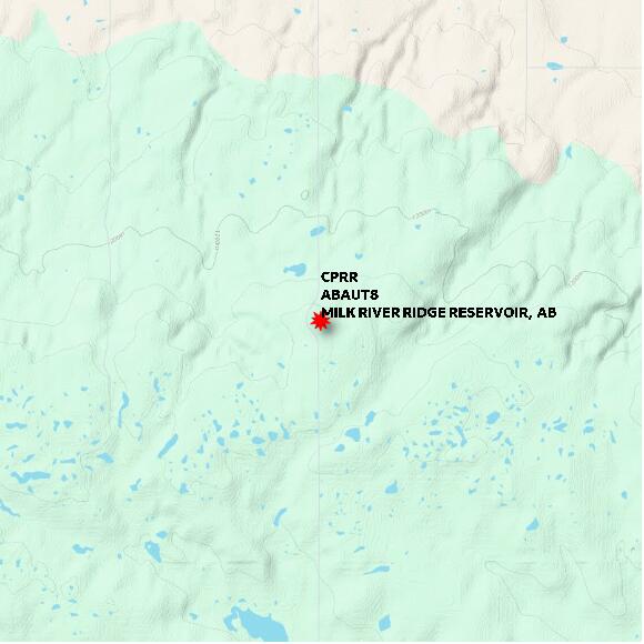 map at zoomlvl 10x10 kilometres for MILK RIVER RIDGE RESERVOIR