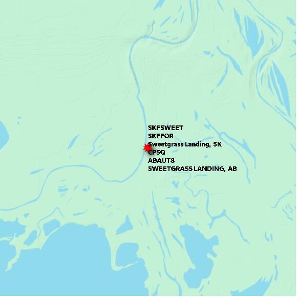 map at zoomlvl 10x10 kilometres for SWEETGRASS LANDING