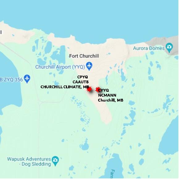 map at zoomlvl 10x10 kilometres for CHURCHILL CLIMATE