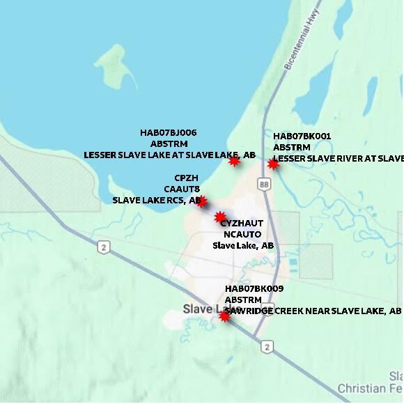 map at zoomlvl 10x10 kilometres for SLAVE LAKE RCS