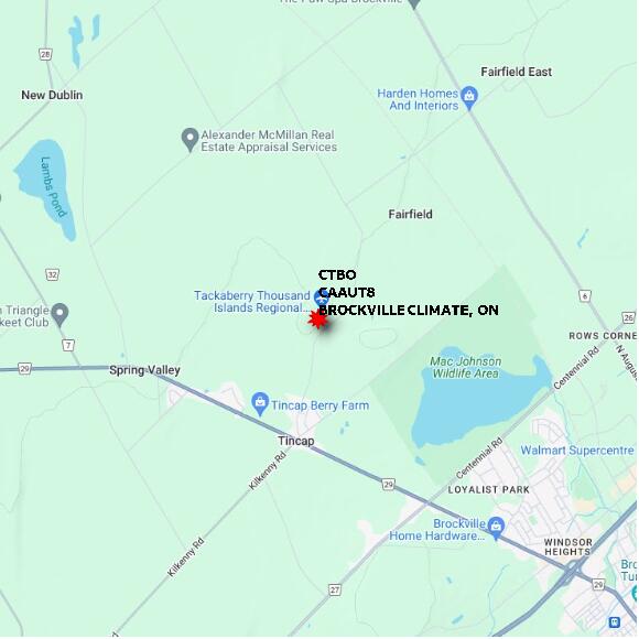 map at zoomlvl 10x10 kilometres for BROCKVILLE CLIMATE