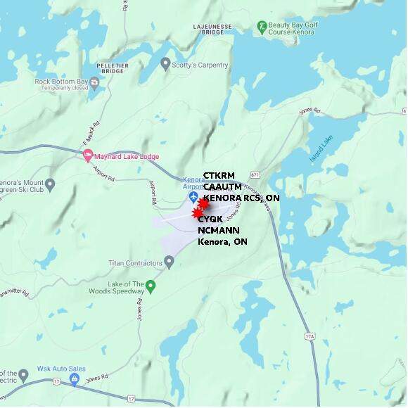 map at zoomlvl 10x10 kilometres for KENORA RCS