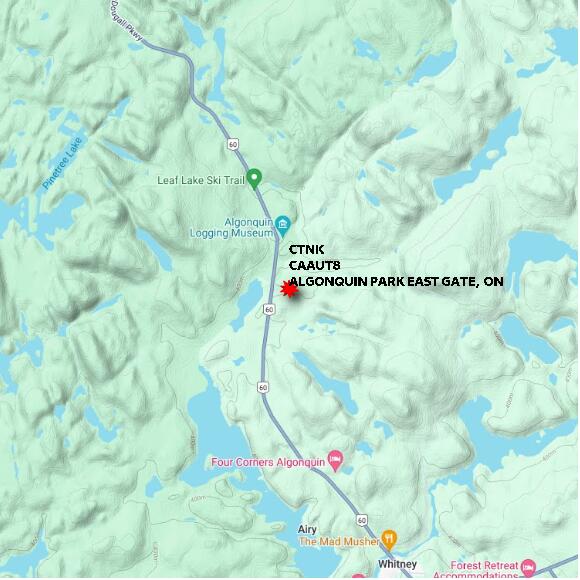 map at zoomlvl 10x10 kilometres for ALGONQUIN PARK EAST GATE