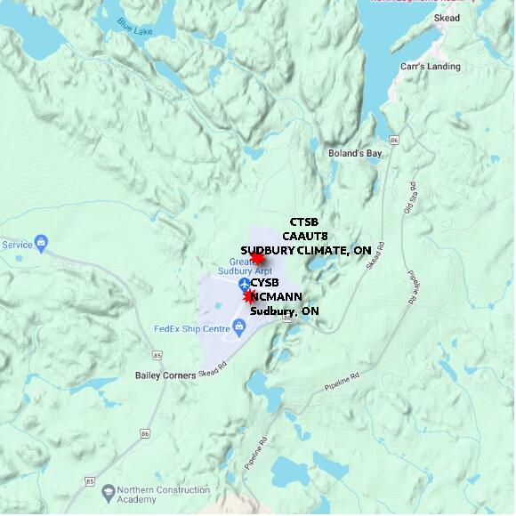 map at zoomlvl 10x10 kilometres for SUDBURY CLIMATE