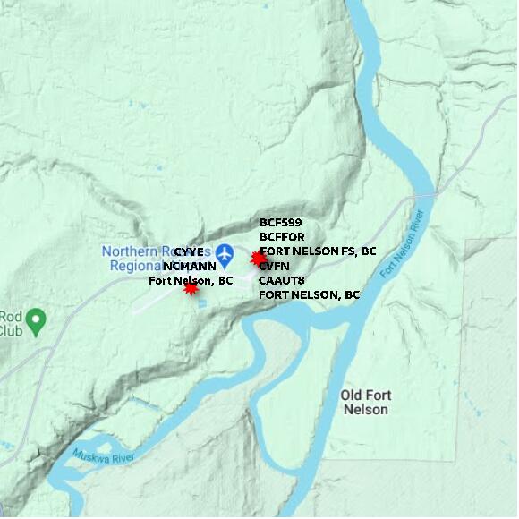 map at zoomlvl 10x10 kilometres for FORT NELSON