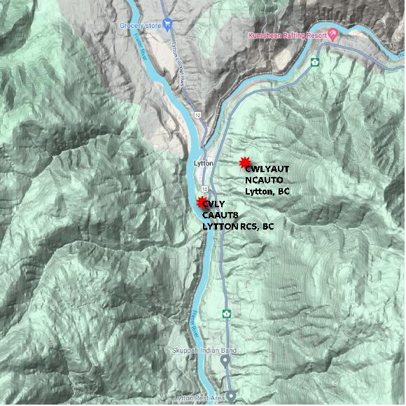 map at zoomlvl 10x10 kilometres for LYTTON RCS