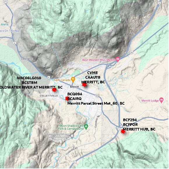 map at zoomlvl 10x10 kilometres for MERRITT