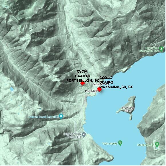 map at zoomlvl 10x10 kilometres for PORT MELLON