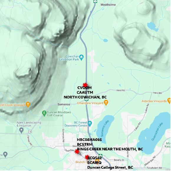 map at zoomlvl 10x10 kilometres for NORTH COWICHAN