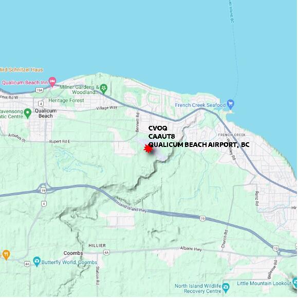 map at zoomlvl 10x10 kilometres for QUALICUM BEACH AIRPORT