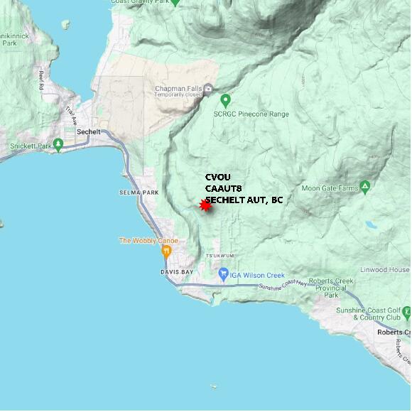 map at zoomlvl 10x10 kilometres for SECHELT AUT