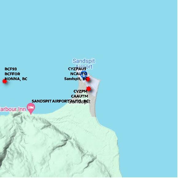 map at zoomlvl 10x10 kilometres for SANDSPIT AIRPORT AUTO