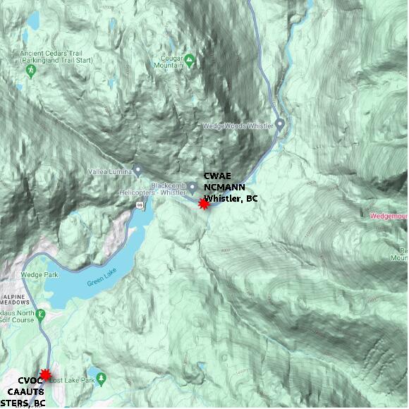 map at zoomlvl 10x10 kilometres for Whistler