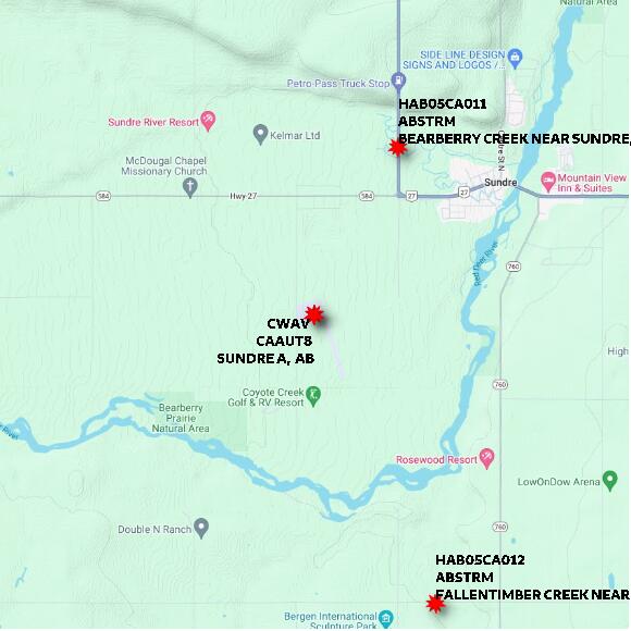 map at zoomlvl 10x10 kilometres for SUNDRE A