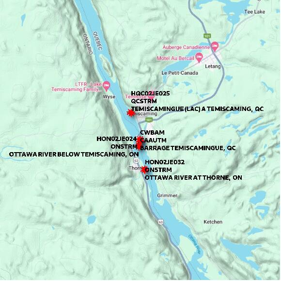 map at zoomlvl 10x10 kilometres for BARRAGE TEMISCAMINGUE