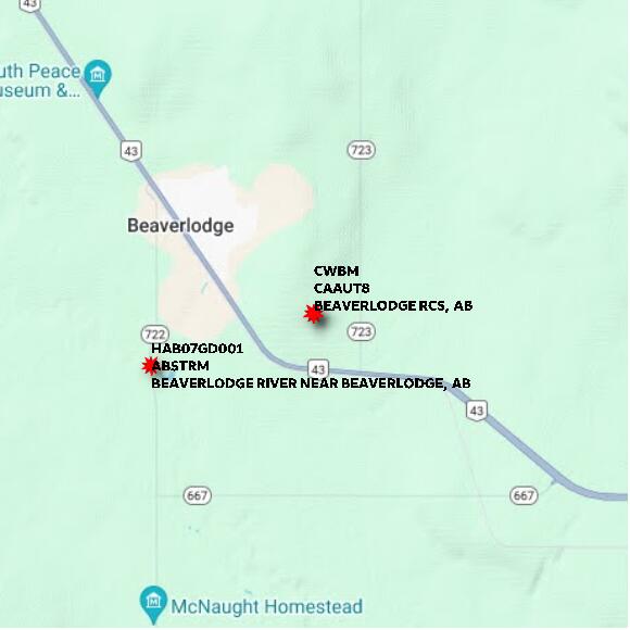 map at zoomlvl 10x10 kilometres for BEAVERLODGE RCS