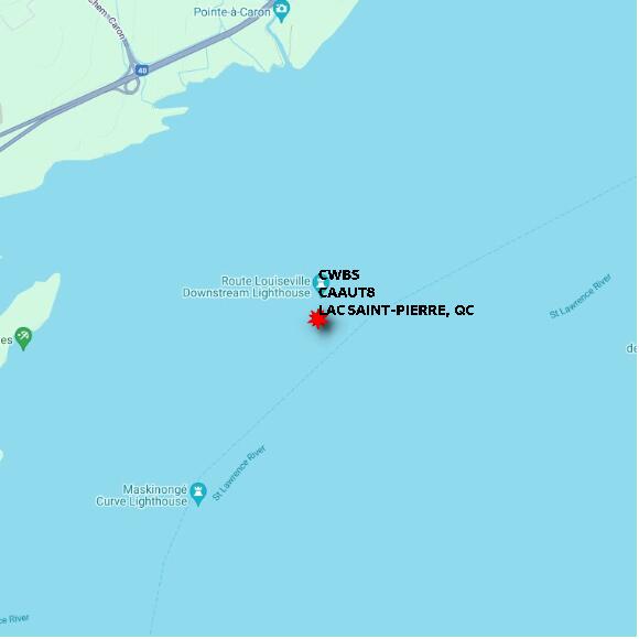 map at zoomlvl 10x10 kilometres for LAC SAINT-PIERRE