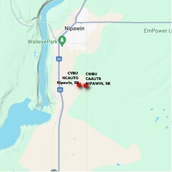 map at zoomlvl 10x10 kilometres for NIPAWIN