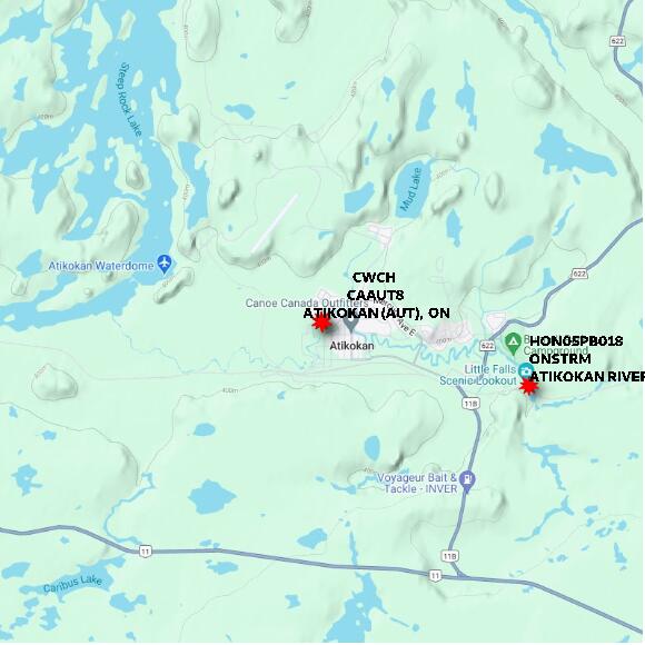 map at zoomlvl 10x10 kilometres for ATIKOKAN (AUT)