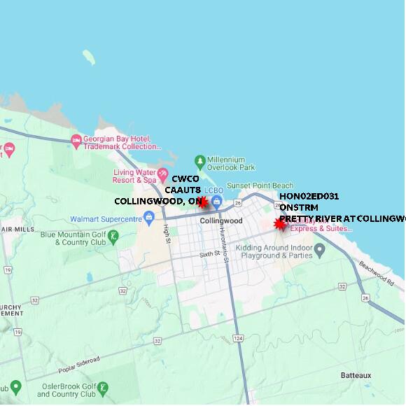 map at zoomlvl 10x10 kilometres for COLLINGWOOD