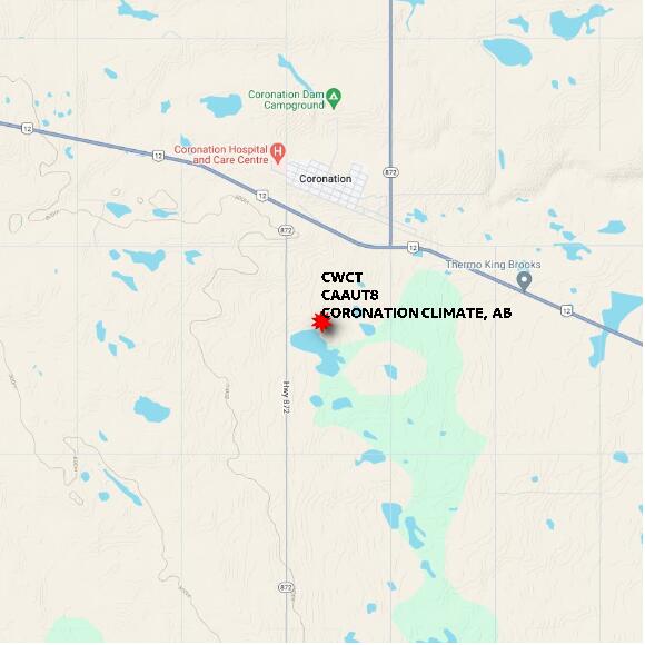 map at zoomlvl 10x10 kilometres for CORONATION CLIMATE