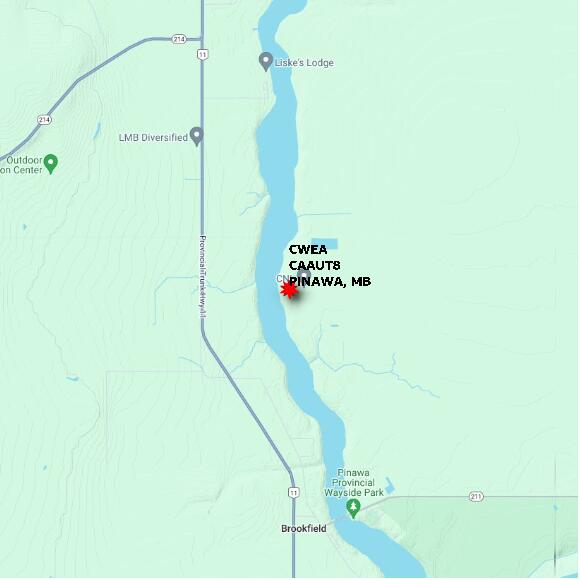 map at zoomlvl 10x10 kilometres for PINAWA