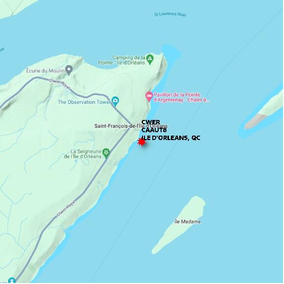 map at zoomlvl 10x10 kilometres for ILE D'ORLEANS