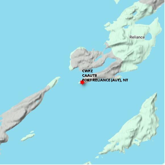 map at zoomlvl 10x10 kilometres for FORT RELIANCE (AUT)