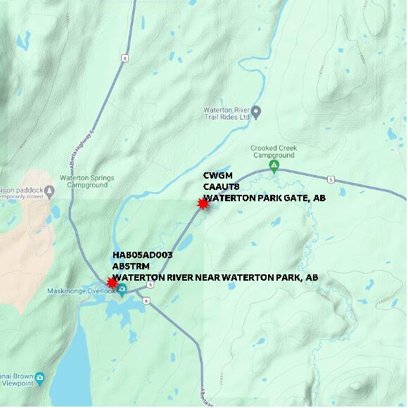 map at zoomlvl 10x10 kilometres for WATERTON PARK GATE